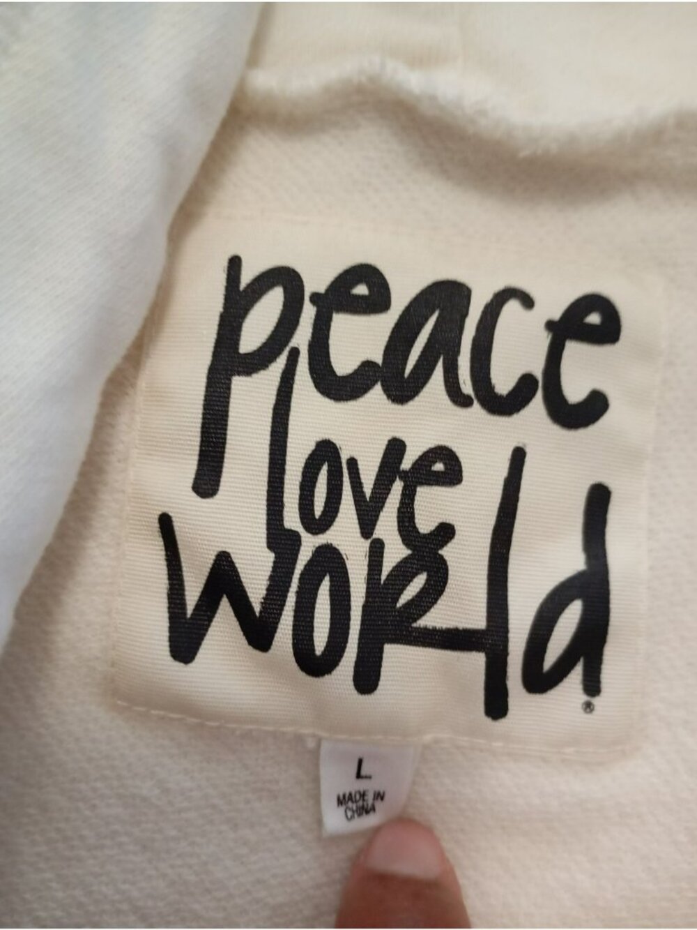 Peace Love World Womens Ivory Hoodie Size Large Cotton Blend Relaxed Fit - Picture 2 of 11
